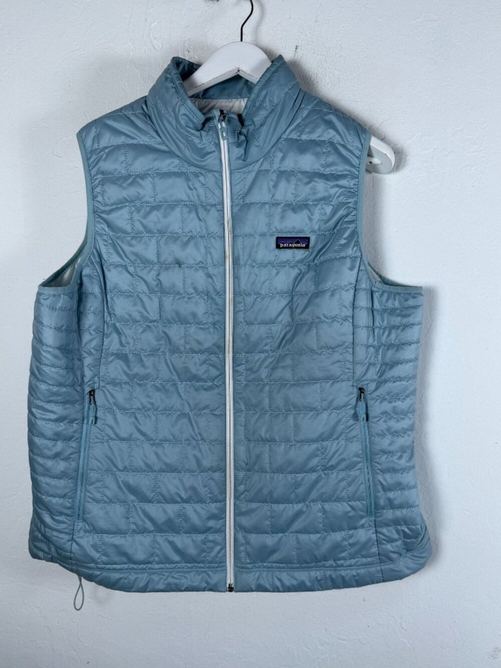 Patagonia Womens Nano Puff Steel Blue Quilted Puffer Vest XXL Full Zip Packable